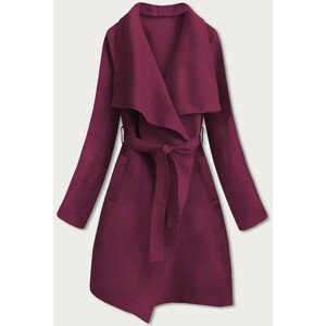 Minimalistický dámský kabát ve vínové bordó barvě 2 (747ART) Kaštan jedna velikost