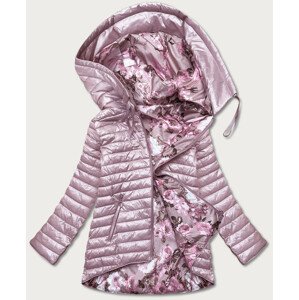 Oboustranná dámská květovaná bunda v pudrově růžové barvě (PC-7509-52) Růžová 48