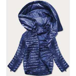 Tmavě modrá asymetrická dámská bunda s kapucí (PC-7510-35) tmavě modrá 46