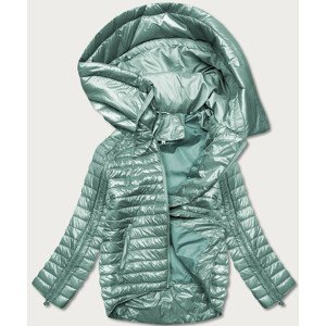 Asymetrická dámská bunda v mátové barvě s kapucí (PC-7510-253) Zelená 48