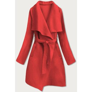 Minimalistický červený dámský kabát 3 (747ART) červená jedna velikost