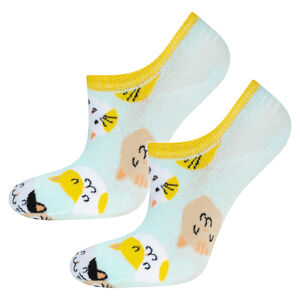 Dámské ponožky SOXO - Kočičky modrá/žlutá 35-40