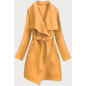 Žlutý dámský minimalistický kabát (747ART) Žlutá ONE SIZE