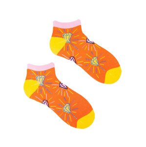 Yoclub Kotníkové vtipné bavlněné ponožky Vzory barev SKS-0086U-B600 Orange 35-38