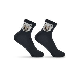 Ponožky s ozdobami SK-46 černá 30-35