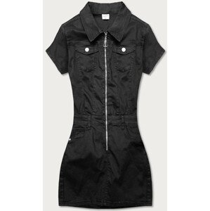 Černé džínové šaty s krátkými rukávy (GD6662) černá S (36)