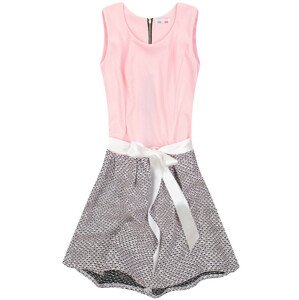Růžové rozšířené šaty (3054/4) růžová XL (42)