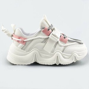 Bílo-růžové šněrovací tenisky sneakers s přezkou (L8085) Růžová XL (42)