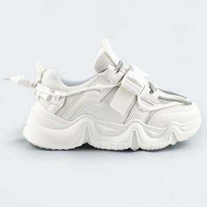 Bílé šněrovací tenisky sneakers s přezkou (L8085) bílá XL (42)