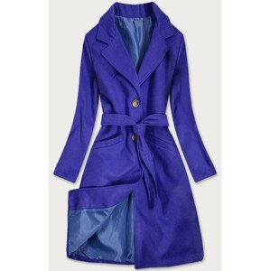 Klasický dámský kabát v chrpové barvě s páskem (22800) Modrá XL (42)