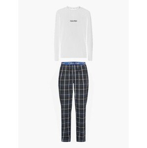 Pánský pyžamový set - NM2184E 1MT - bílá/modrá - Calvin Klein XL bílá/modrá