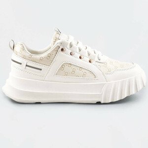 Bílo-béžové dámské sportovní boty s ozdobným vzorem (LA811) béžová XL (42)