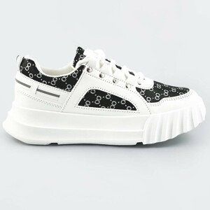 Bílo-černé dámské sportovní boty s ozdobným vzorem (LA811) Bílá XL (42)