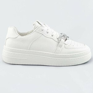 Bílé dámské sportovní boty s řetízkem (B-545) Bílá XL (42)