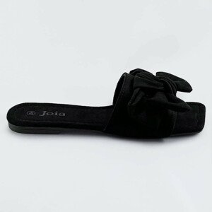 Černé dámské pantofle s mašlí (LS-97) černá XL (42)