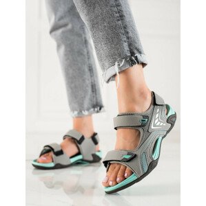 Originální  sandály šedo-stříbrné dámské bez podpatku 36
