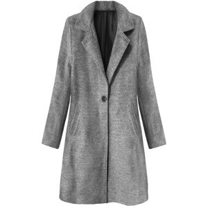 Tmavě šedý minimalistický kabát na knoflík (3106) šedá M (38)