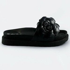Černé dámské pantofle s květinou (CM-41) černá XL (42)