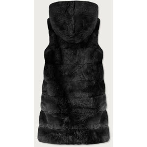Dámská kožešinová vesta s kapucí BR9740-1 - S.WEST L černá