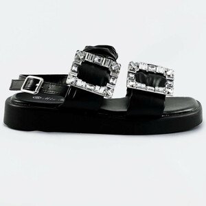 Černé dámské sandály se zirkony (CM-62) černá XL (42)