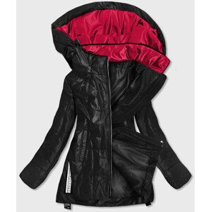 Černá dámská bunda s barevnou kapucí (7722) černá 50