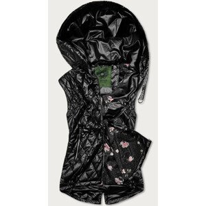 Černá prošívaná dámská vesta s kapucí (CAN-562BIG) černá 46