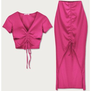 Růžový komplet - top a tužková sukně (15892) Růžová ONE SIZE