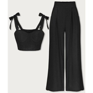Elegantní černý komplet - top a kalhoty (22483) černá jedna velikost