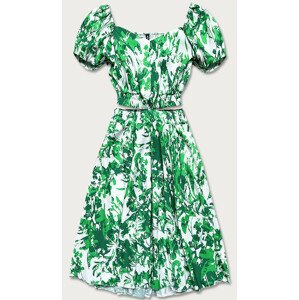 Vzdušné zelené šaty s vykrojením (6542) bílá jedna velikost