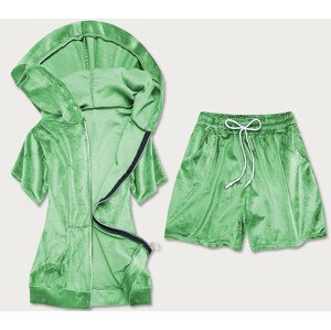 Zelený dámský teplákový velurový komplet - mikina a šortky (753ART) zelená jedna velikost