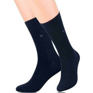 Hladké pánské ponožky s jemným vzorem 056 tmavě modrá 42-44