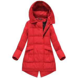 Červená trapézová dámská zimní bunda s přírodní péřovou výplní (7111) Červená S (36)
