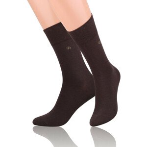 Hladké pánské ponožky s jemným vzorem 056 Hnědá 42-44