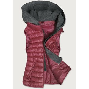 Růžová dámská vesta s teplákovou kapucí (B2704) Růžová XXL (44)