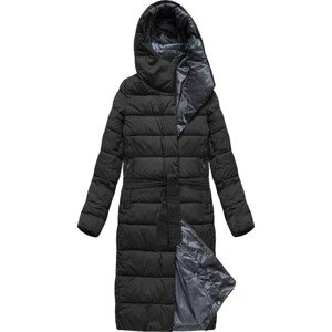 Dlouhá černá dámská prošívaná zimní bunda (7704BIG) černá 50