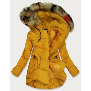 Žlutá dámská zimní prošívaná bunda (209-2BIG) Žlutá 46