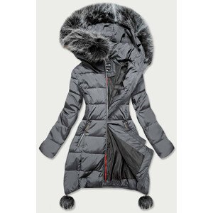 Šedá dámská zimní bunda s prodlouženými boky (GWW1716) šedá XXL (44)