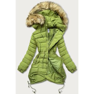 Zelená prošívaná dámská zimní bunda s kapucí (3505W) XXL (44)