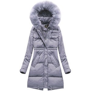 Dlouhá dámská zimní bunda ve vřesové barvě s kapucí (7752) fialová S (36)