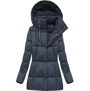 Tmavě modrá krátká dámská zimní bunda se zipy (7750) S (36)