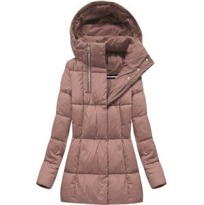Krátká dámská zimní bunda ve starorůžové barvě se zipy (7750BIG) růžová 50
