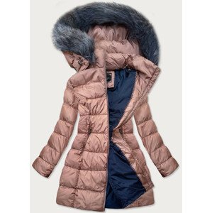 Dámská zimní prošívaná bunda ve starorůžové barvě (7701) Růžová S (36)