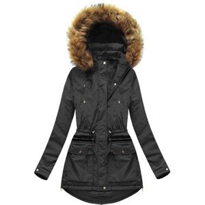 Teplá černá dámská zimní bunda s kapucí (7308) černá XXL (44)
