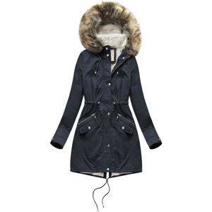 Tmavě modrá dámská zimní bunda typu "parka" s kapucí (7602) S (36)