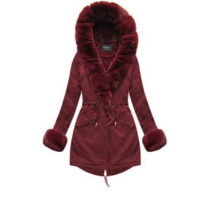 Bavlněná dámská zimní bunda "parka" ve vínové bordó barvě s kožešinou (XW793-3X) XS (34)