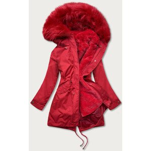 Červená dámská zimní bunda "parka" s kapucí a odepínací podšívkou (7600) Červená S (36)