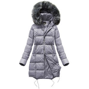 Dámská zimní prošívaná bunda ve vřesové barvě s kapucí (7705BIG) fialová 52