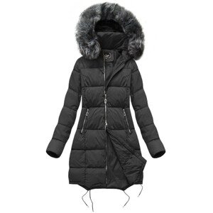 Černá dámská zimní prošívaná bunda s kapucí (7705BIG) černá 54
