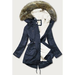 Tmavě modrá dámská zimní bunda "parka" s kapucí a odepínací podšívkou (7619BIG) 52