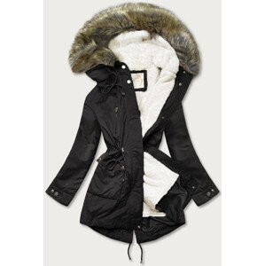 Černá dámská zimní bunda "parka" s kapucí a odepínací podšívkou (7619BIG) černá 46